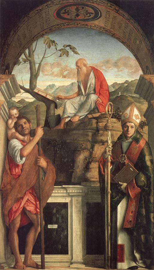Gentile Bellini Saints Christopher,Jerome,and Louis